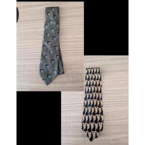 2 Frank Lloyd Wright Foundation Silk Neckties - Hand Made Geometric Tie